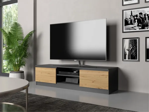 TP Living TV stolík Malwa 140 cm antracit/dub artisan