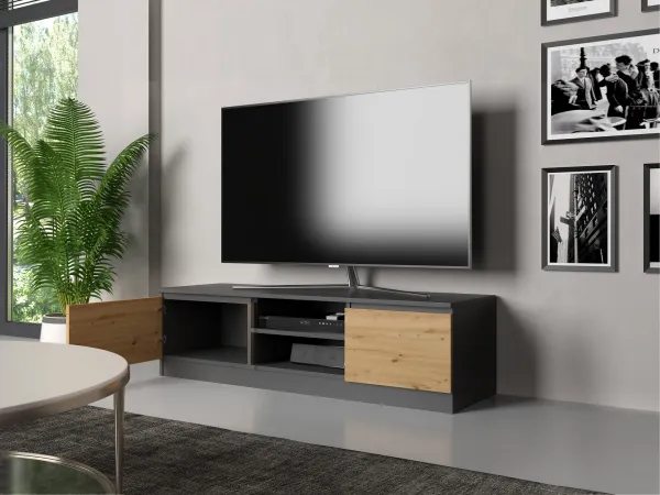 TP Living TV stolík Malwa 140 cm antracit/dub artisan