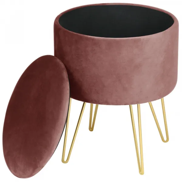 Ak furniture Taburet Lili s úložným prostorem růžový