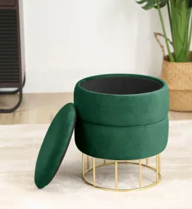 Ak furniture Taburet ELZA samet zelený