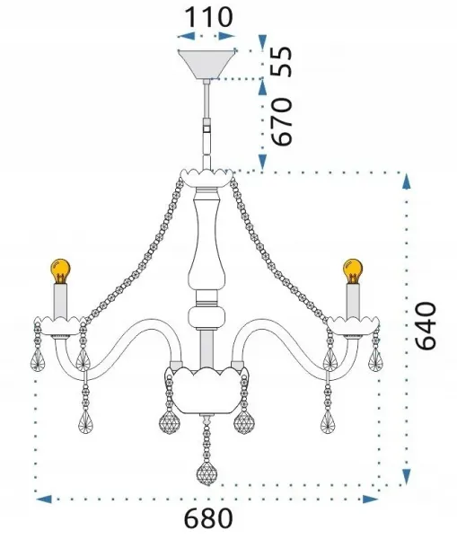 TooLight Stropné svietidlo Lova krištáľ