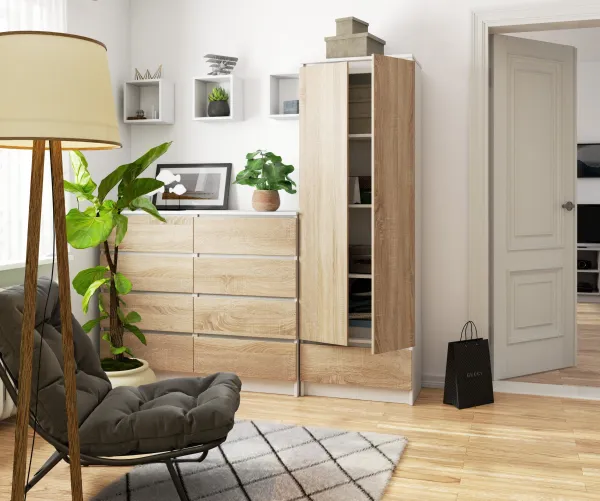 Uzavretý regál R60 2D 1SZ CLP biely / sonoma