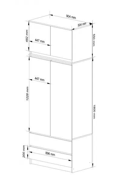 Ak furniture Šatníková skriňa s nadstavcom Star 90 cm wenge/biela