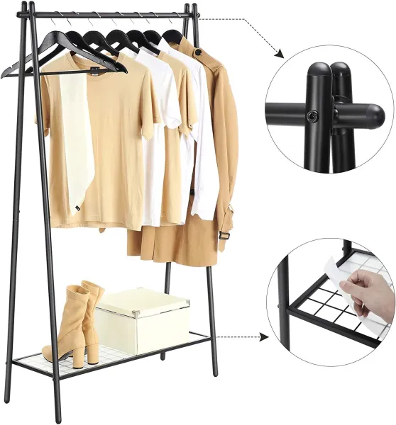 SONGMICS Šatní vešiak Loft 153 cm čierny