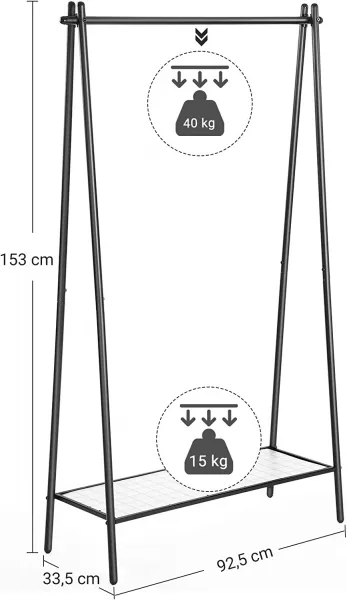 SONGMICS Šatní vešiak Loft 153 cm čierny