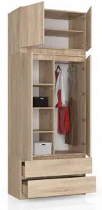 Ak furniture Šatní skříň s nástavcem Star 90 cm dub sonoma