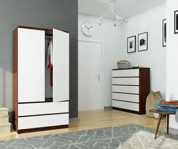 Ak furniture Šatníková skriňa Star 90 cm wenge/biela