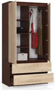 Ak furniture Šatníková skriňa Star 90 cm wenge/dub sonoma