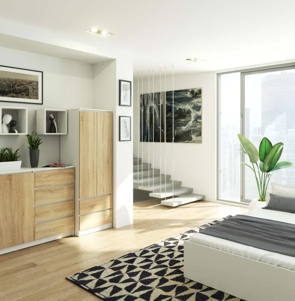 Ak furniture Šatníková skriňa Star 60 cm biela/dub sonoma