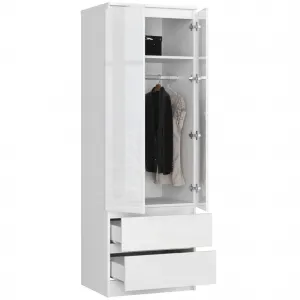 Ak furniture Šatníková skriňa Star 60 cm biely lesk