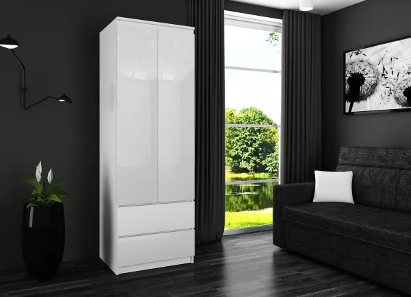Ak furniture Šatníková skriňa Star 60 cm biely lesk