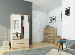 Ak furniture Šatníková skriňa Star so zrkadlom 90 cm dub sonoma