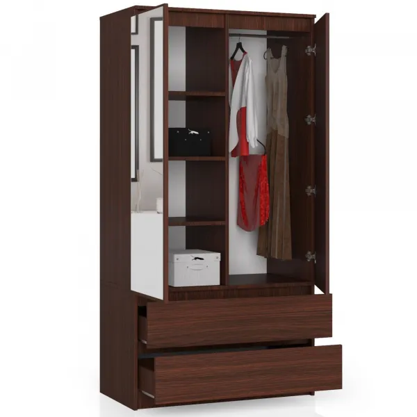 Ak furniture Šatníková skriňa Star so zrkadlom 90 cm wenge