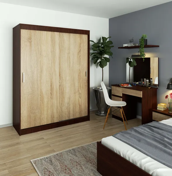 Ak furniture Šatní skříň CLP Mono 150 cm wenge/dub sonoma