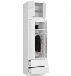 Ak furniture Šatníková skriňa s nástavcom STAR VX 60 cm biela