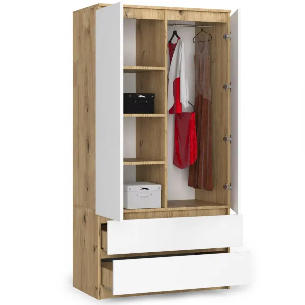 Ak furniture Šatníková skriňa Star 90 cm dub artisan/biela