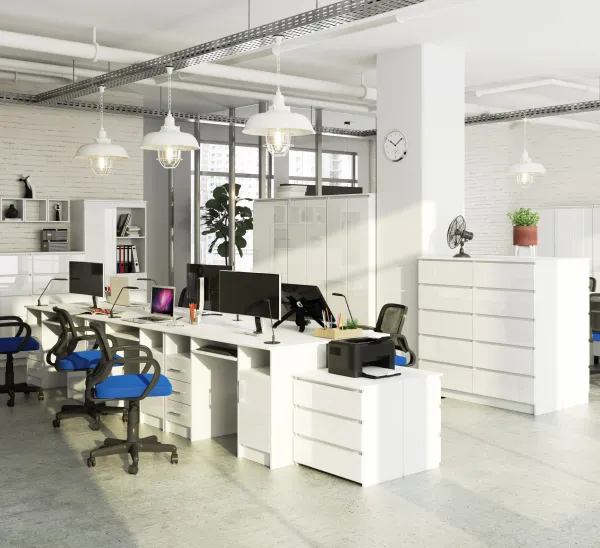 Ak furniture Volně stojící psací stůl Ana 124 cm bílý lesk