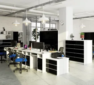 Ak furniture Volně stojící psací stůl Ana 124 cm bílý/černý lesk