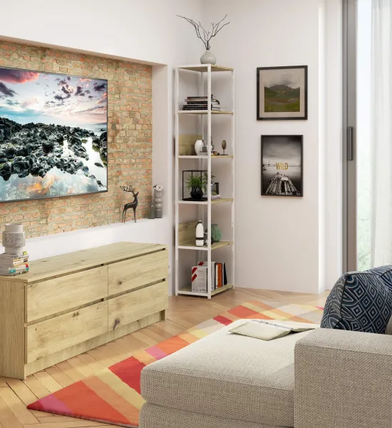 Ak furniture Regál LOFT 50 cm bílý/dub artisan