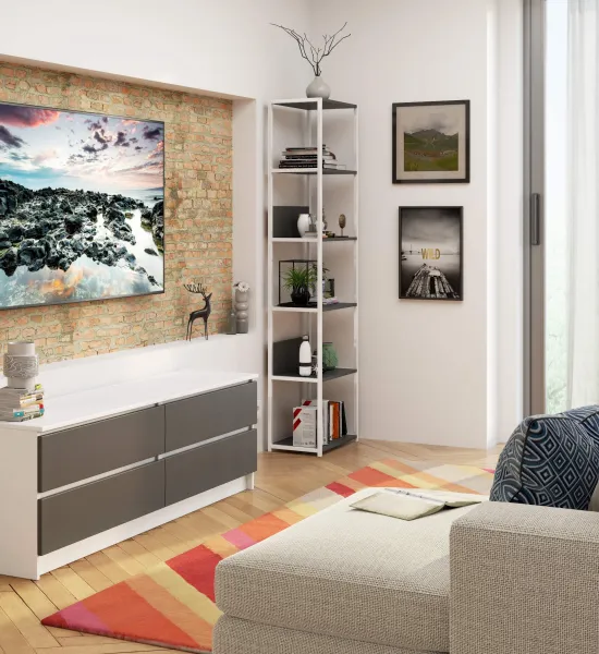 Ak furniture Regál LOFT 50 cm biely/šedý