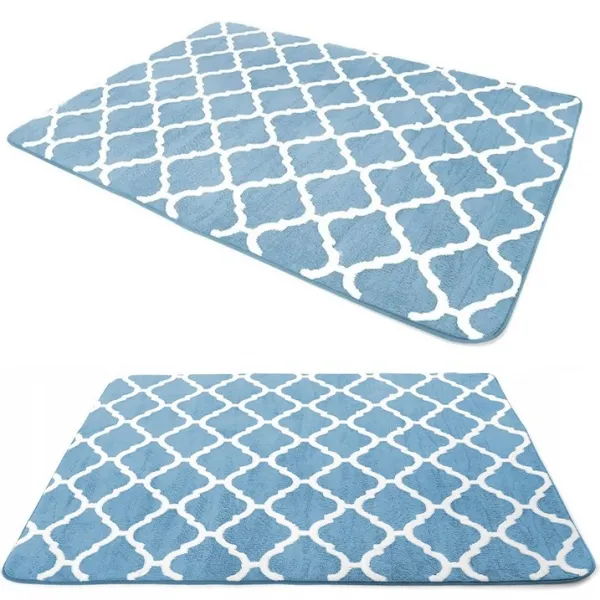 Tutumi Plyšový koberec Clover Baroc modrý, velikost 140x200