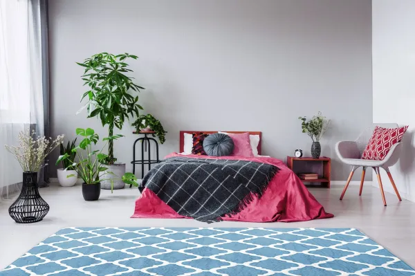 Tutumi Plyšový koberec Clover Baroc modrý, velikost 140x200