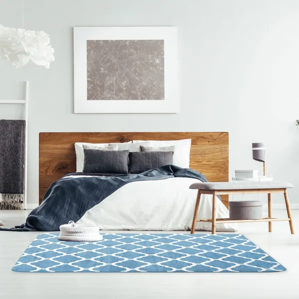 Tutumi Plyšový koberec Clover Baroc modrý, velikost 140x200
