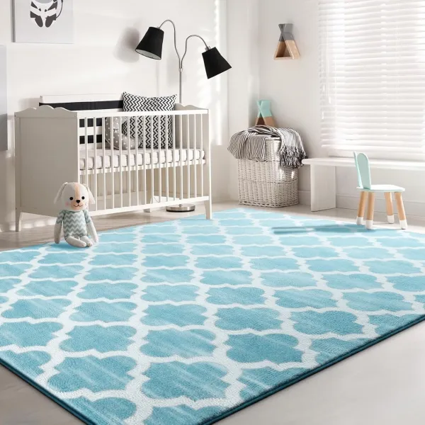 Tutumi Plyšový koberec Clover Baroc modrý, velikost 140x200