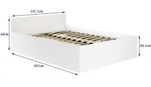 Ak furniture Posteľ CLP 140x200 cm dvojlôžko s roštom biela