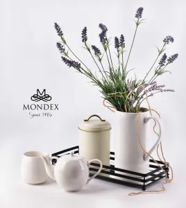 Mondex Obdĺžnikový dekoratívny podnos CEDRIC 39 cm so zrkadlom čierny