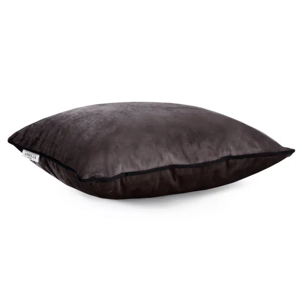 Obliečky na vankúše AmeliaHome Velvet Piping tmavohnedé, veľkosť 45x45