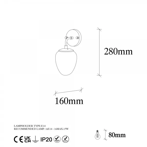 Opviq Nástenná lampa Nes I mosadz