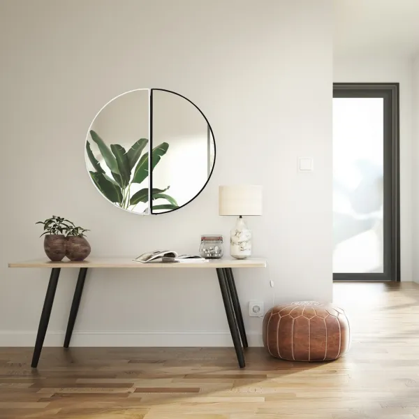 HOMEDE Nástenné zrkadlo Kish čierne, veľkosť 50x2,3x50
