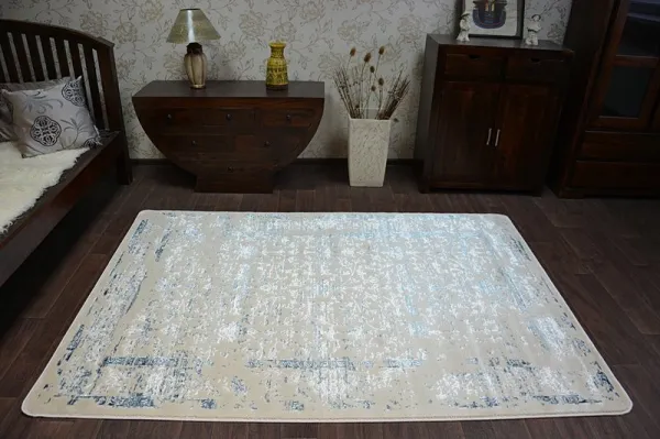 Dywany Lusczow Kusový koberec MANYAS Mariet modro-krémový, veľkosť 80x150