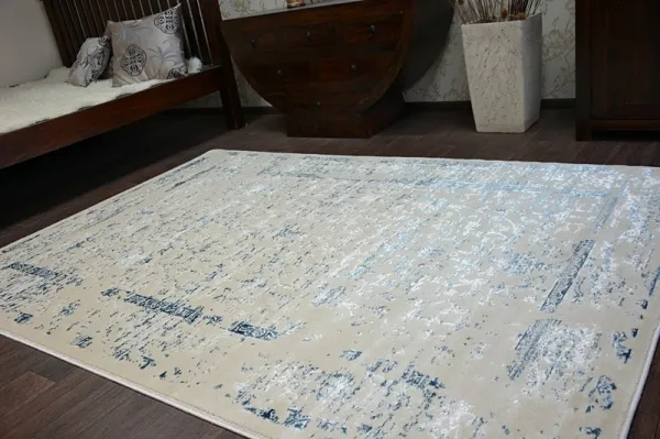 Dywany Lusczow Kusový koberec MANYAS Mariet modro-krémový, veľkosť 80x150