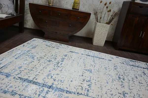 Dywany Lusczow Kusový koberec MANYAS Mariet modro-krémový, veľkosť 80x150