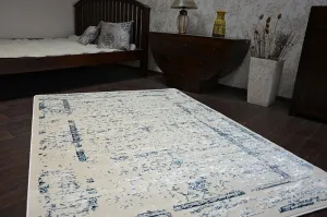 Dywany Lusczow Kusový koberec MANYAS Mariet modro-krémový, veľkosť 80x150