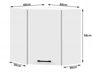 Ak furniture Kuchynská skrinka Olivia W 60/60 cm cm biela - závesná rohová