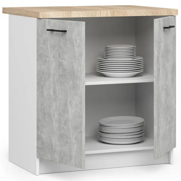 Ak furniture Kuchynská skrinka Olivie S 80 cm 2D biela/betón/dub sonoma