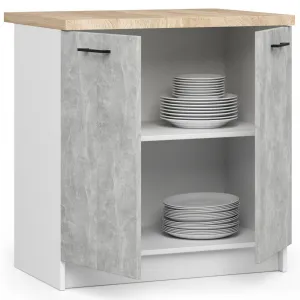Ak furniture Kuchynská skrinka Olivie S 80 cm 2D biela/betón/dub sonoma