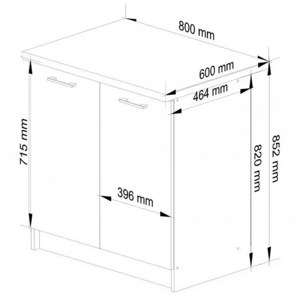 Ak furniture Kuchyňská skříňka Olivie S 80 cm 2D bílá/černý lesk/dub sonoma