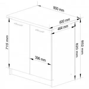 Ak furniture Kuchyňská skříňka Olivie S 80 cm 2D bílá/černý lesk/dub sonoma