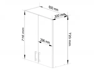 Ak furniture Kuchynská závesná skrinka Š 60cm D2 H720 Artus biela/sonoma