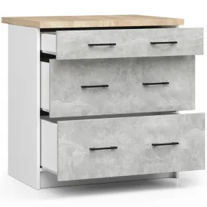 Ak furniture Kuchyňská skříňka Olivie S 80 cm 3S bílá/beton/dub sonoma