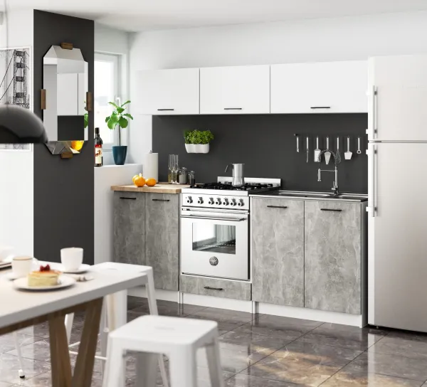Ak furniture Kuchynská skrinka Olivie S 60 cm 2D biela/betón/dub sonoma