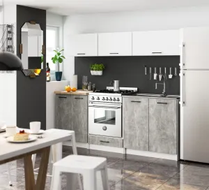 Ak furniture Kuchynská skrinka Olivie S 60 cm 2D biela/betón/dub sonoma