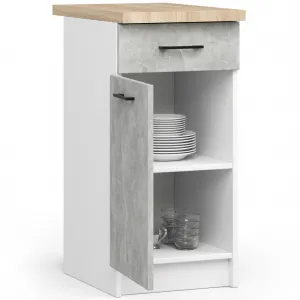 Ak furniture Kuchynská skrinka Olivie S 40 cm 1D 1S biela/betón/dub sonoma
