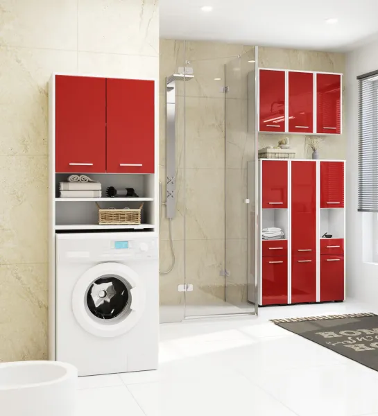 Ak furniture Kúpeľňová skrinka Fin I 30 cm biela/červená lesk