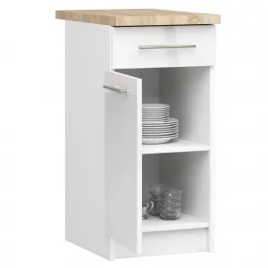 Ak furniture Kuchyňská skříňka Olivie S 40 cm 1D 1S bílá/bílý lesk/dub sonoma