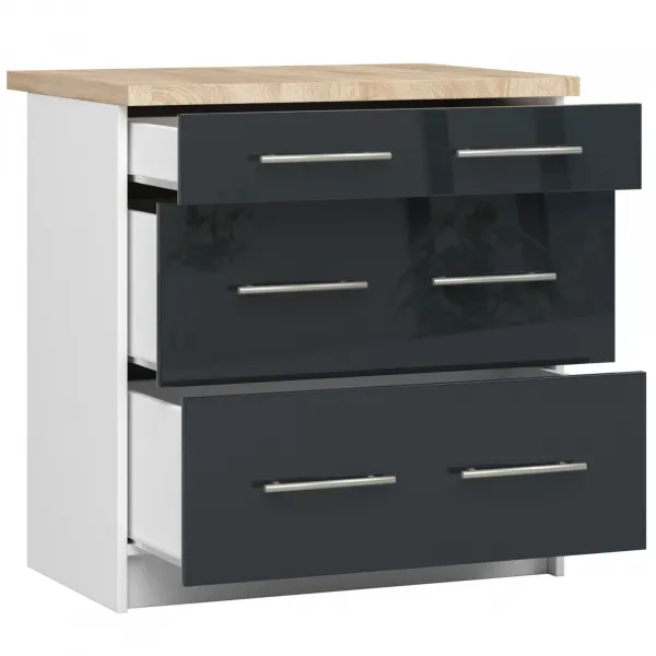 Ak furniture Kuchyňská skříňka Olivie S 80 cm 3S bílá/grafit